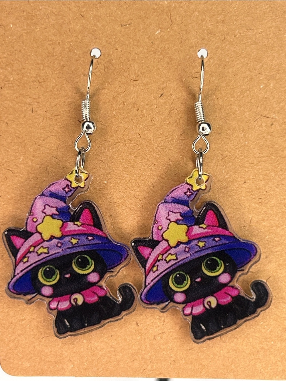 Cute Black Cat Witch Hat Earrings Fashion Jewelry